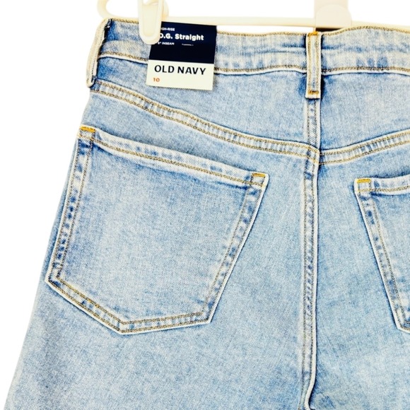 Old Navy Women Distressed Stretch Straight High Rise Buttons Blue Shorts 10 NWT - Picture 13 of 13